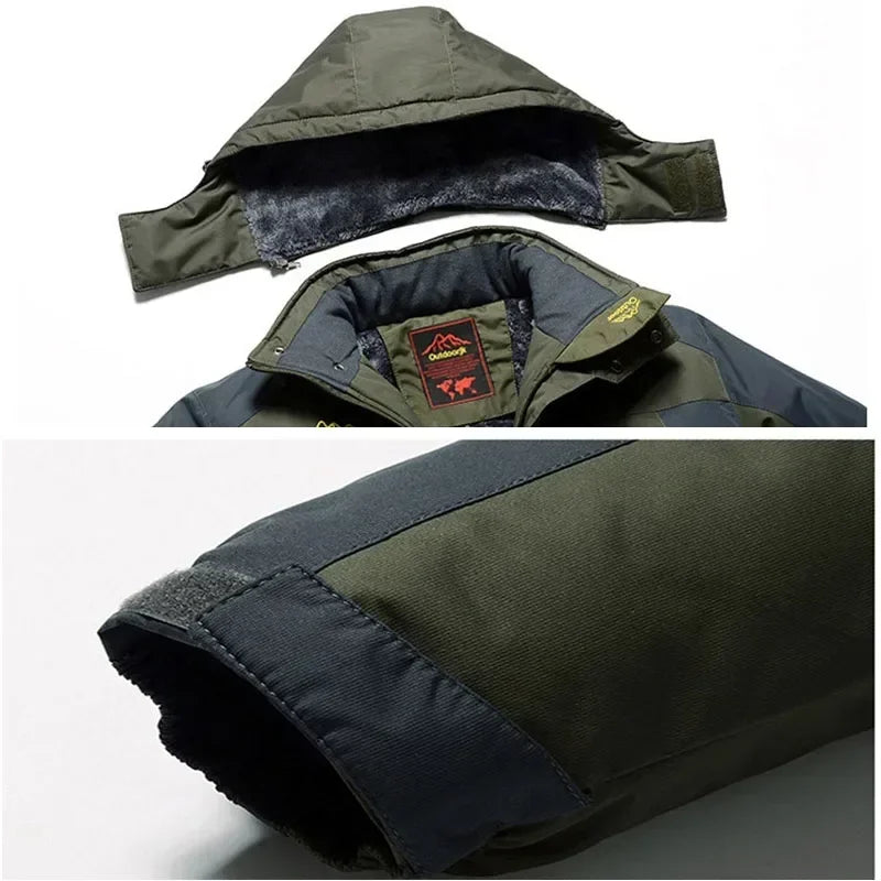 Coupe-vent homme grande taille 8XL 9XL veste d'hiver hommes imperméable coupe-vent velours chaud Parka manteau tourisme montagne neige pardessus