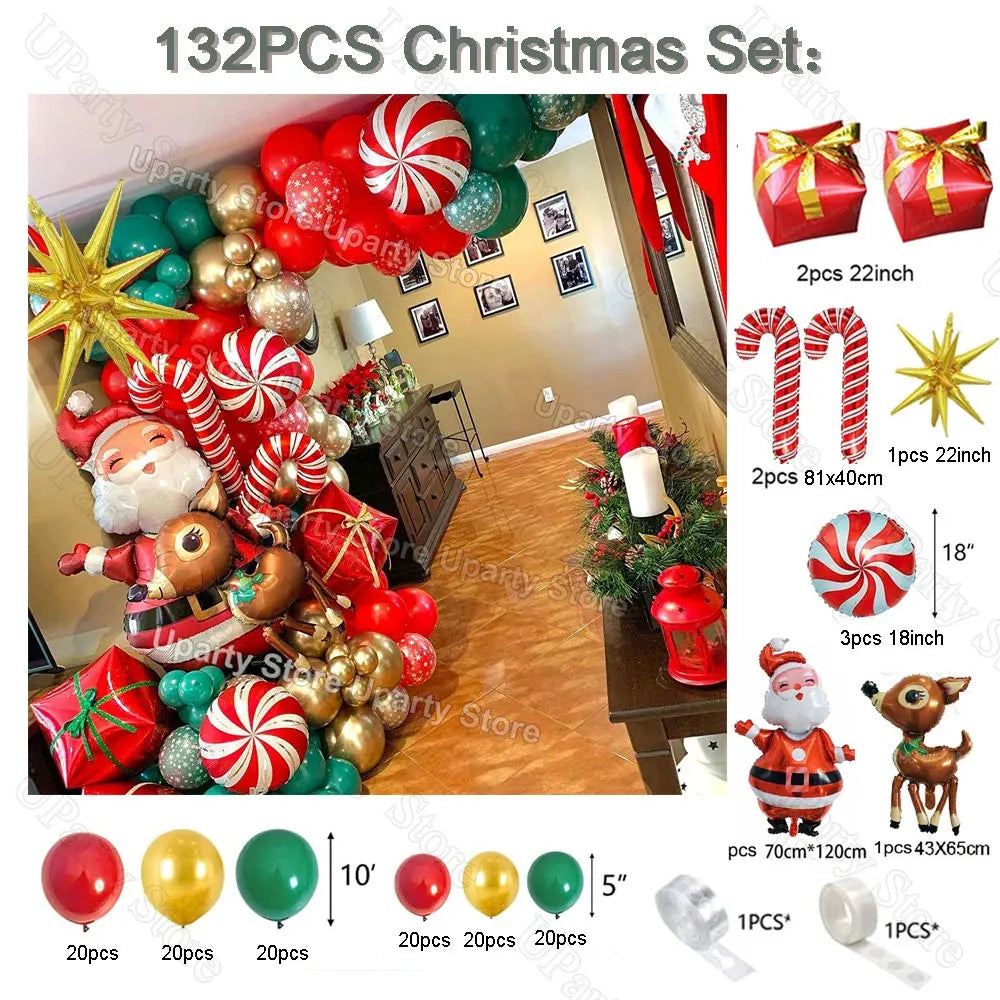 Guirxiété de Ballons de Bonbons de Noël, Cadeau, Elk, Canne Bonbon, Pain d'Épice, Homme, Père Noël, Utiliser un Arc, Décor de ix