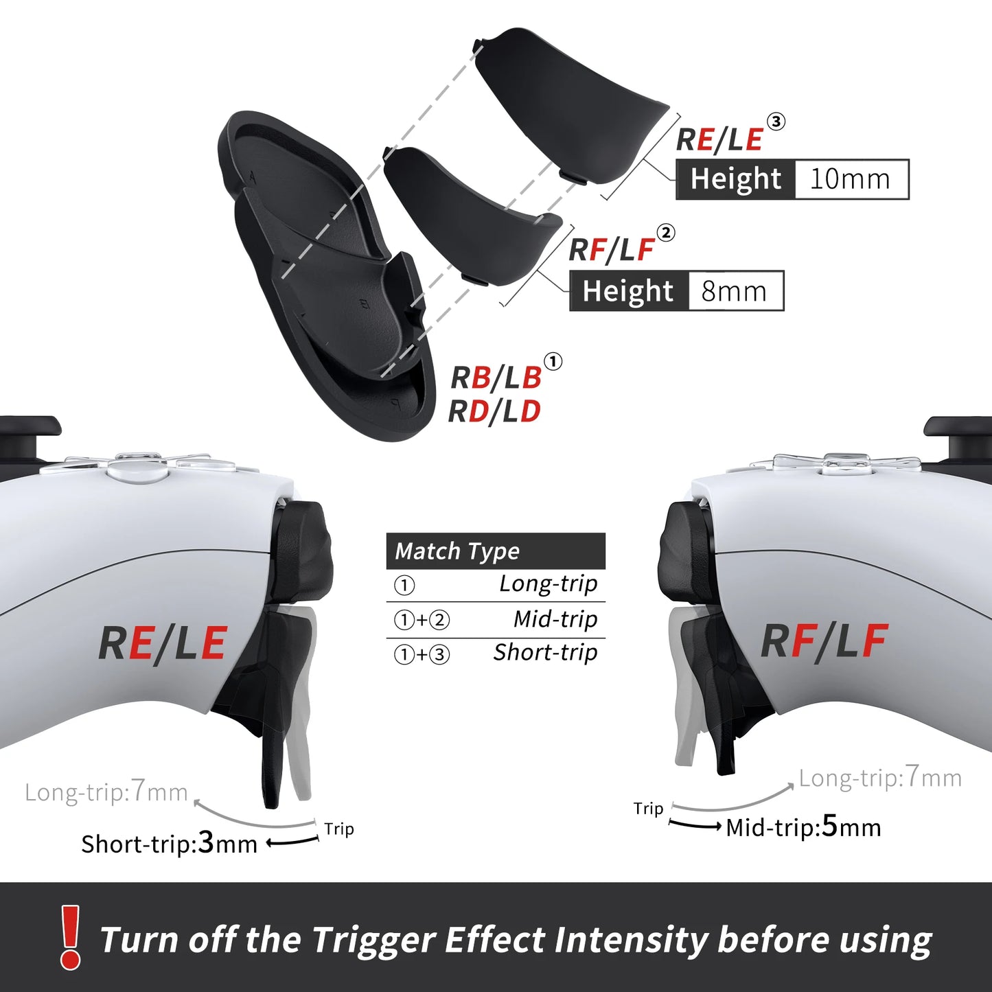 PlayVital DUNE-Launched Button Extension Kit, Trigger Stop, PS5 Controller, PS Portal, PS5 Edge, 3 Colors, 2 Pairs