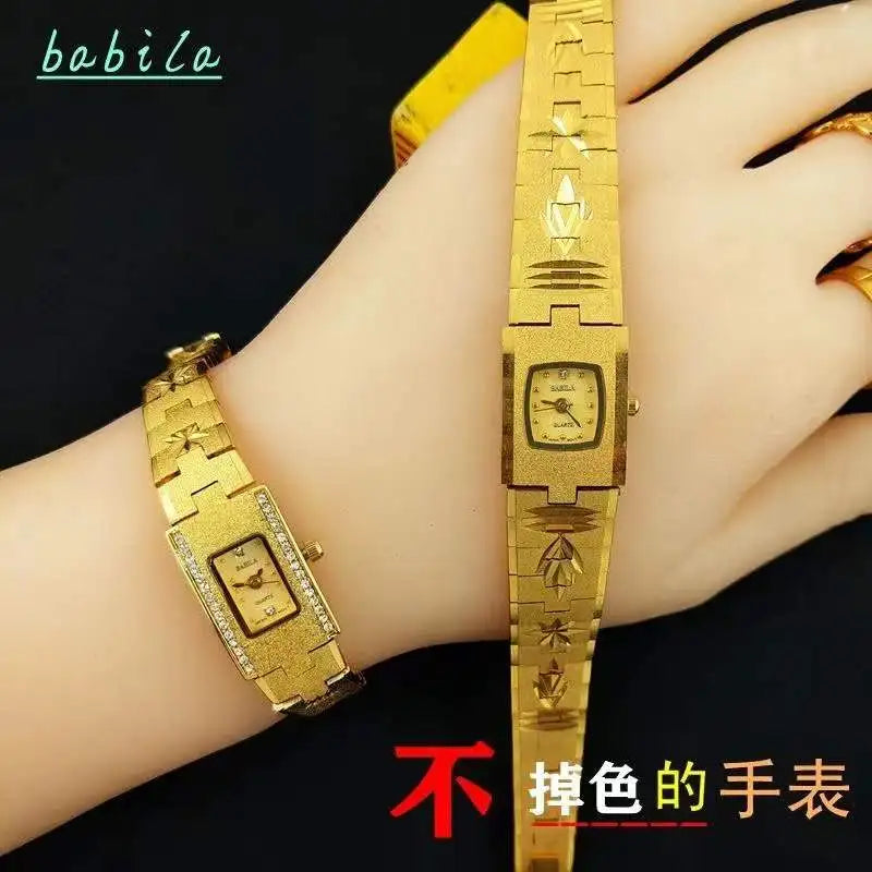 montre pour femme montre en or 24K incrusté de diamants petits modèles sculptés rétro luxueux