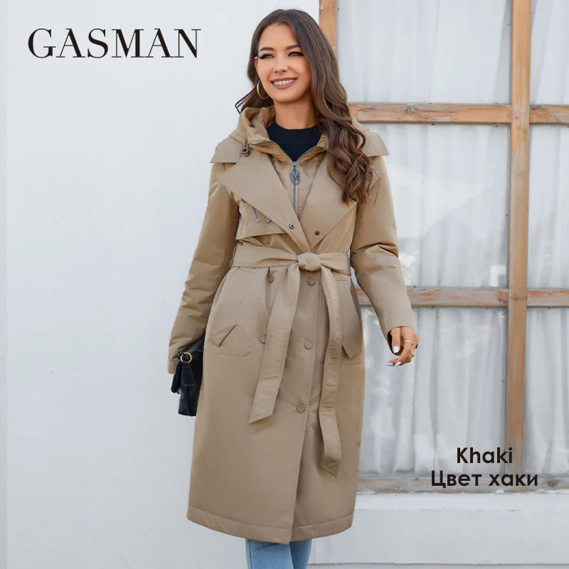 GASMAN – doudoune longue en coton fin pour femme, 2023