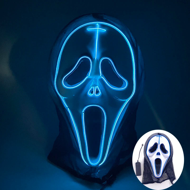Masque de Purge d'Horreur Brcorporelle à LED, Complet au Néon, pour Cosplay, Fournitures de ixde Bar, Thème du Film d'Halloween