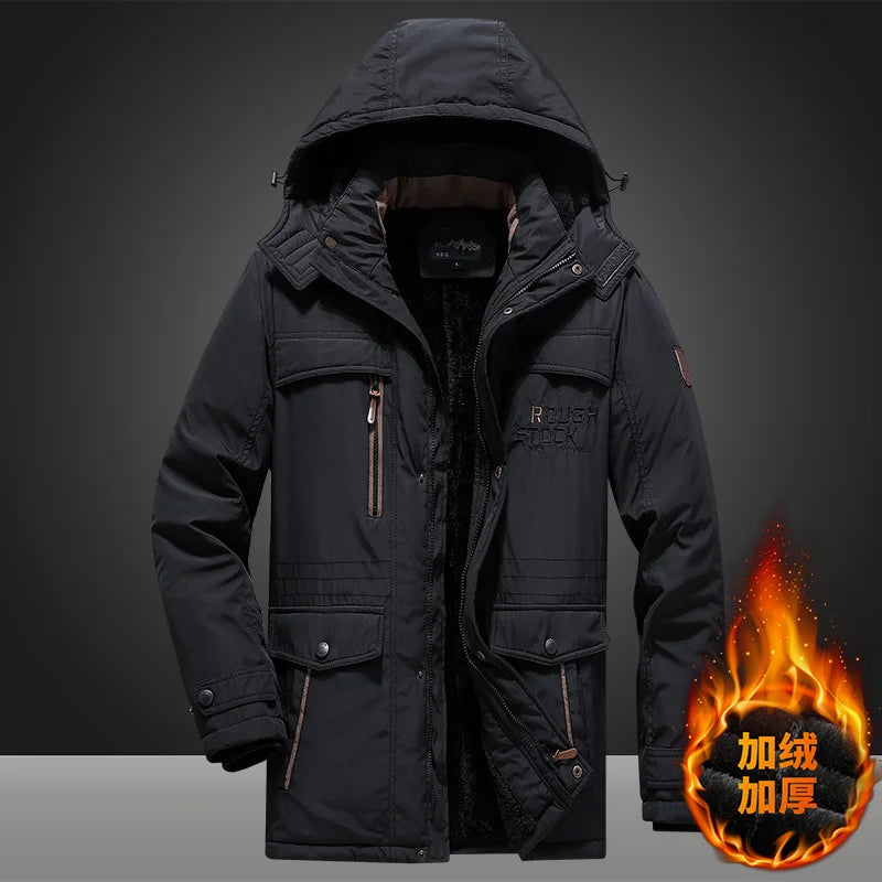 Hommes hiver Parka doudoune militaire coupe-vent à capuche Parka mâle col de fourrure polaire Parkas hommes mode décontracté épais veste