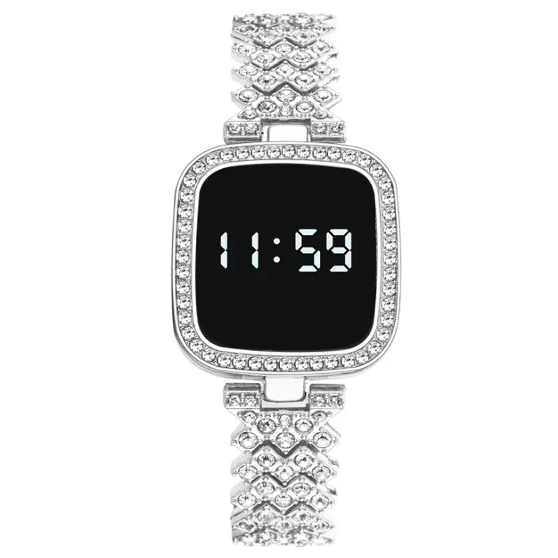 Montre numérique biscuits de luxe pour femme, écran tactile simple, montre LED, bracelet en acier, or rose, montre pour femme, mode