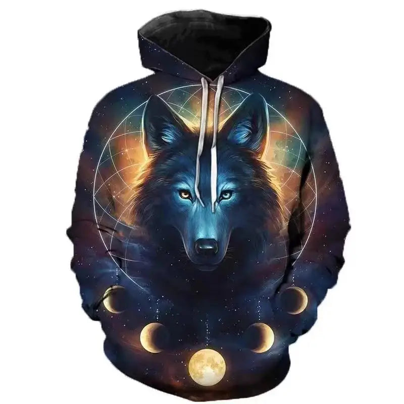 Sweat à capuche à motif 3D pour hommes, sweat-shirt d'automne, marque de rue drôle, amoureux du loup, mode, nouveau, 2023