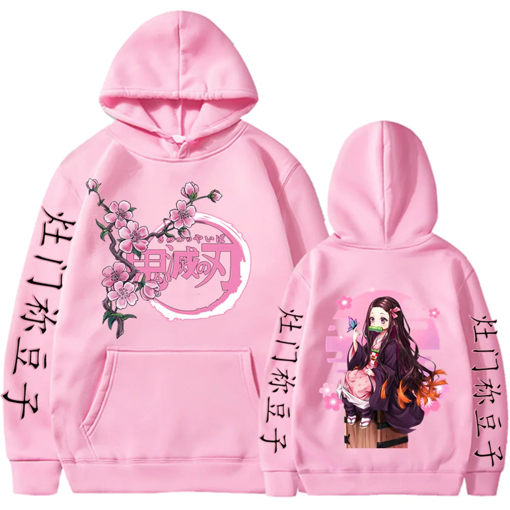 Kamado Nezuko imprimé graphique à capuche Anime Demon Slayer Streetwear hommes sweat à capuche pour femme sweat-shirt surdimensionné Harajuku unisexe pull