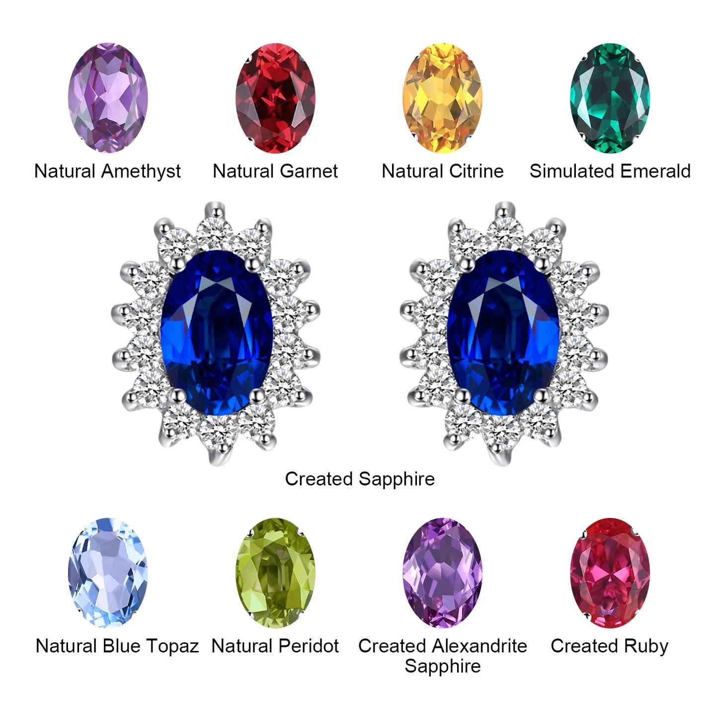 JewelryPalace – boucles d'oreilles en argent Sterling 925, saphir bleu, rubis, améthyste naturelle, grenat, péridot, topaze,