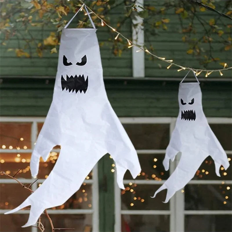 Décorations suspendues fantômes d'halloween, drapeaux de cour intérieure et extérieure, fournitures de fête, accessoires de décoration pour la maison effrayants