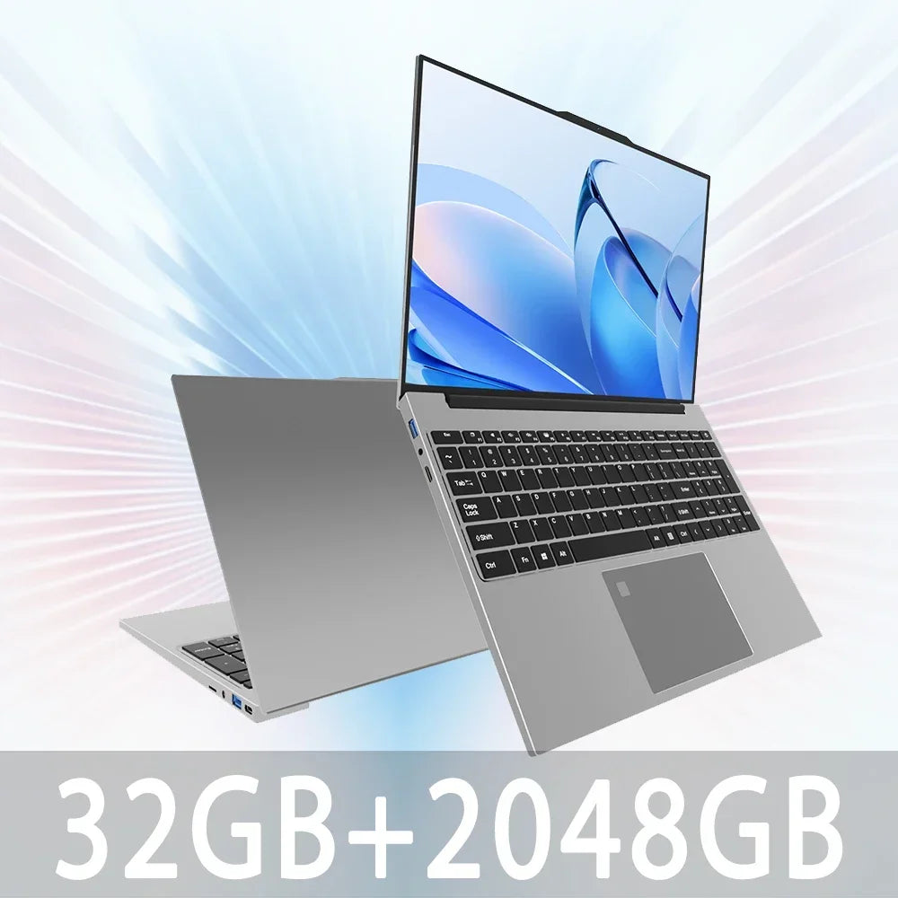 Ordinateur portable 15.6 "Intel Celeron i7-6500 ordinateur portable gamer 32 Go de RAM 2 To SSD Office Study PC ordinateur Windows 11 résolution 1920*1080