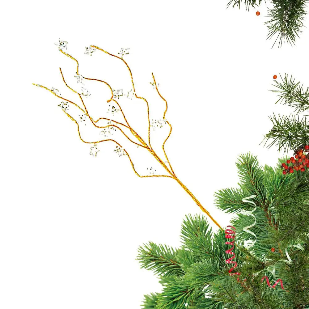 Tiges de baies scintillantes pour arbre de Noël, ornements de tige dorée, escales de vacances, mise en page de la scène, artisanat de couronne