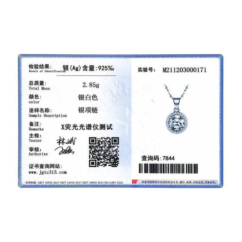 Collier de marque de luxe en argent Sterling 925 véritable avec 2.0Ct AAAAA niveau Zircon colliers cadeau bijoux pour femmes