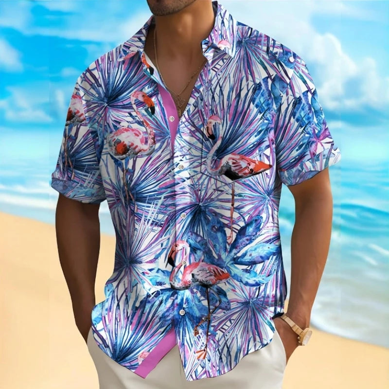 Chemises hawaïennes à imprimé floral 3D pour hommes, chemise d'été, chemises à manches courtes, vêtements décontractés pour hommes, été, 2024