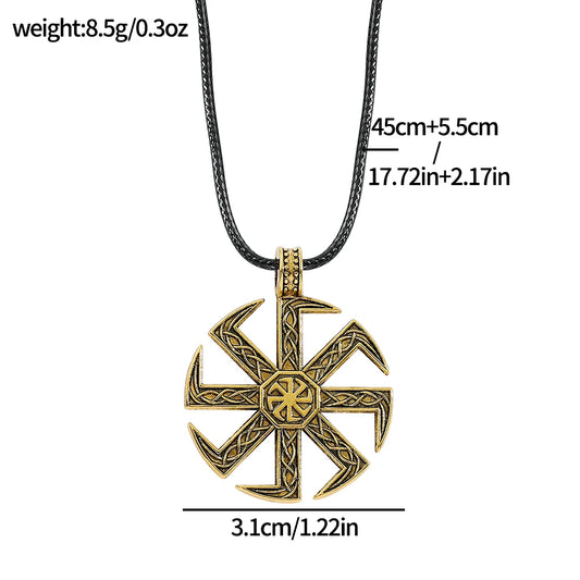 Collier symbole Kolovrat slave pour hommes, roue solaire païenne, Talisman, amulette, chaîne à maillons, pendentif, bijoux religieux pour hommes