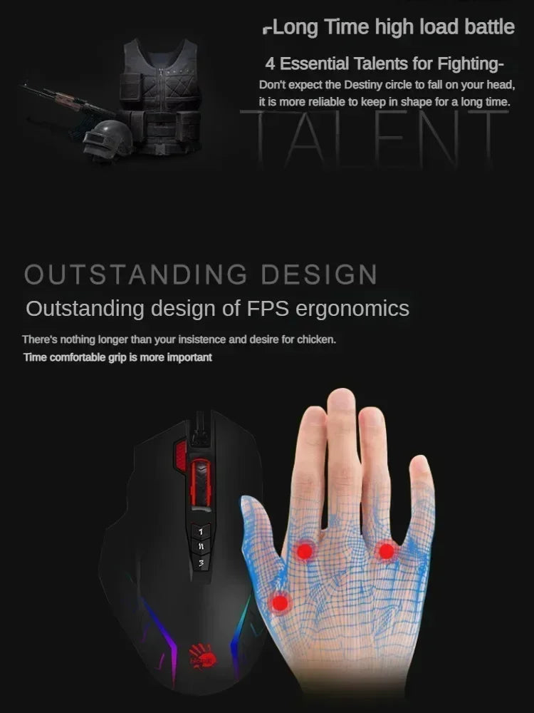 A4Tech sanglant J95s souris filaire Programmable automatique FM 5k moteur optique Pc ergonomie rvb e-sports souris de jeu Cf PUBG