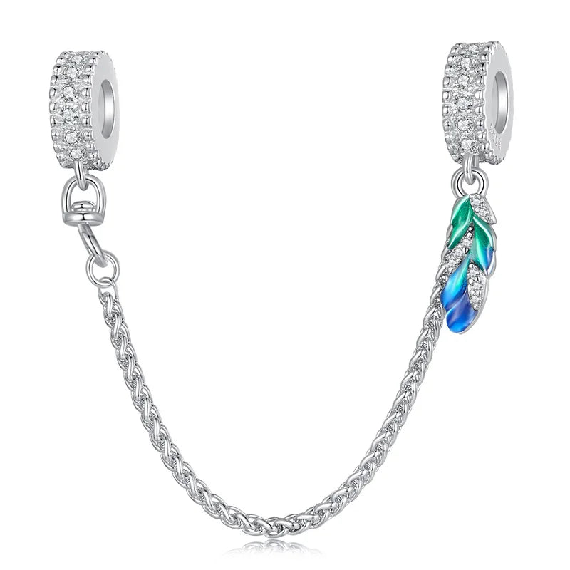 Meilleure vente 100% argent Sterling 925 la clé de coeur silicone sécurité chaîne breloque Wostu Original perles Bracelet bijoux CQC606