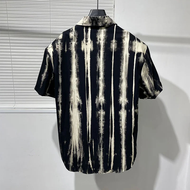 Chemise décontractée à manches courtes pour hommes, col à volants surdimensionné, impression de embaulourde, polyvalent, chic, style punk, été, nouveau, 2024