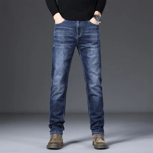 Jean décontracté intelligent pour hommes, pantalon de sport extensible, coréen, solide, pleine longueur, droit, pour le travail au bureau, automne et hiver