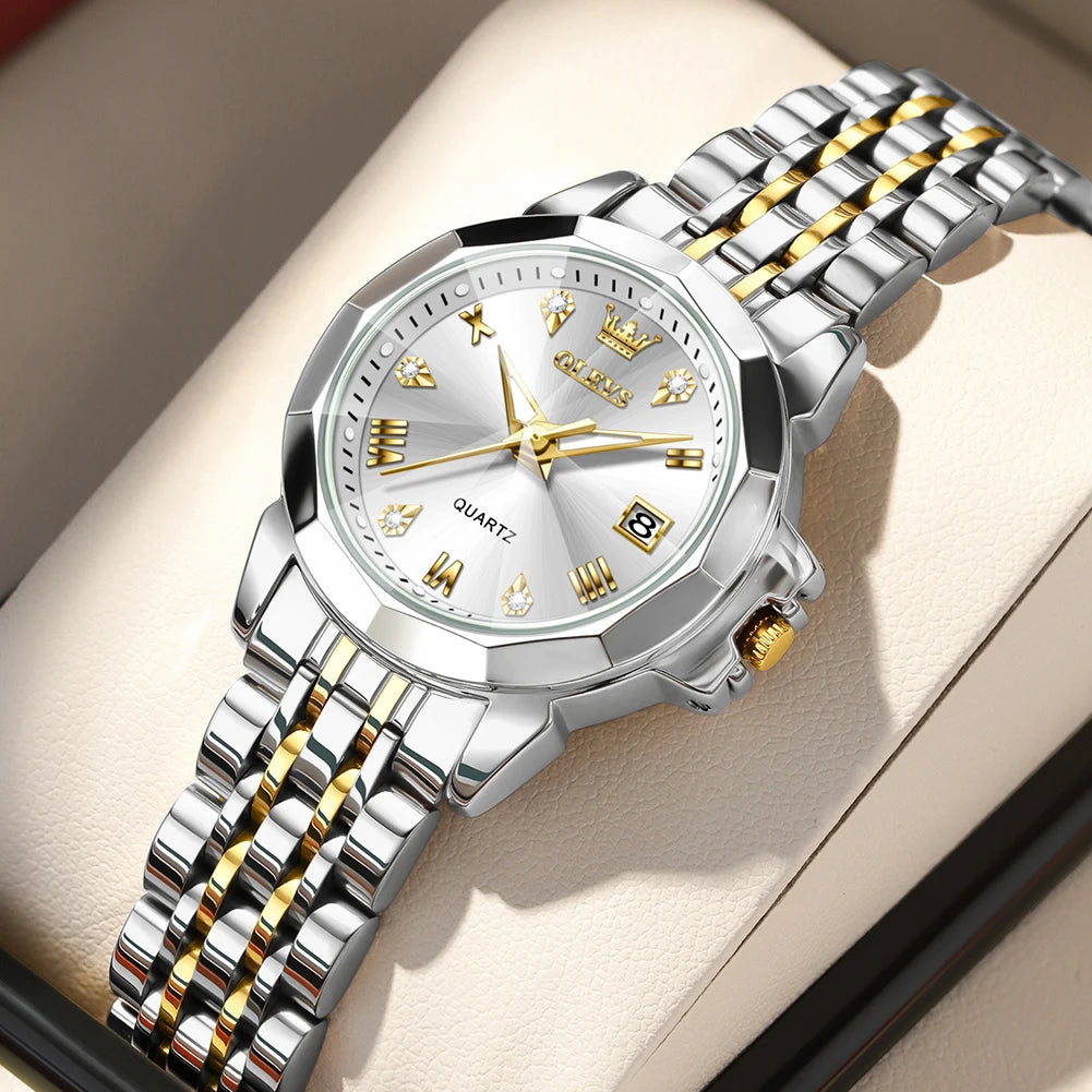 OLEVS 9931X femmes montres mode originale parfumé montre à Quartz étanche losange en acier inoxydable Date