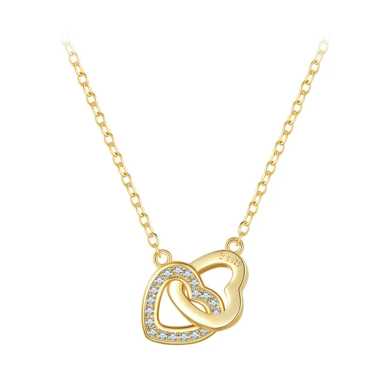 BAMOER 925 en argent Sterling connecté coeur pendentif collier pour petite amie saint valentin cadeau bijoux fins SCN181