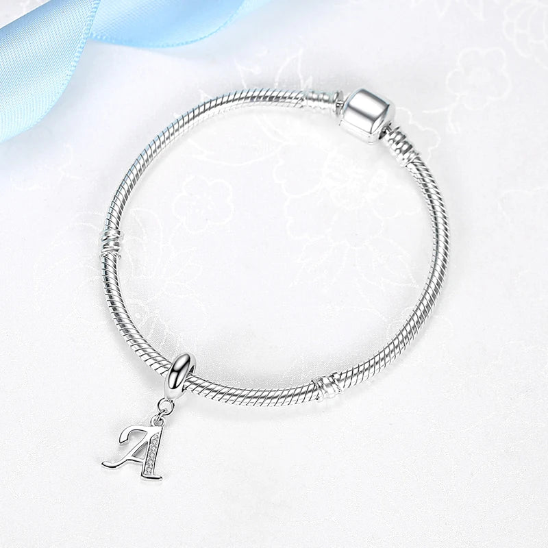 925 argent Sterling breloque perle Vintage Alphabet A-Z lettre pendentif breloques ajustement marque Bracelets colliers femmes bijoux à bricoler soi-même