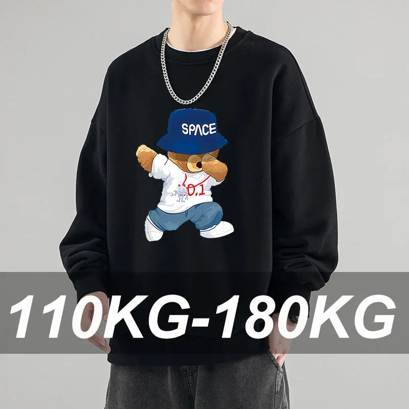 Grande taille hommes sweat pulls pull surdimensionné 6XL 7XL homme col rond manches longues imprimé noir hauts amples vêtements masculins