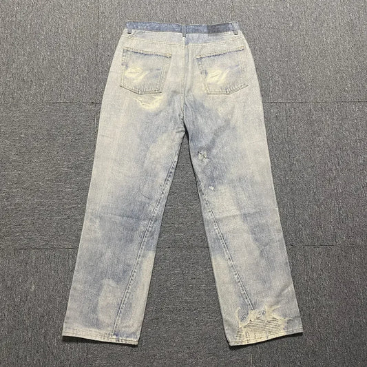 Notre héritage – jean imprimé bleu de qualité supérieure pour hommes, pantalon ample délavé, vêtements Y2k, pantalon en Denim décontracté