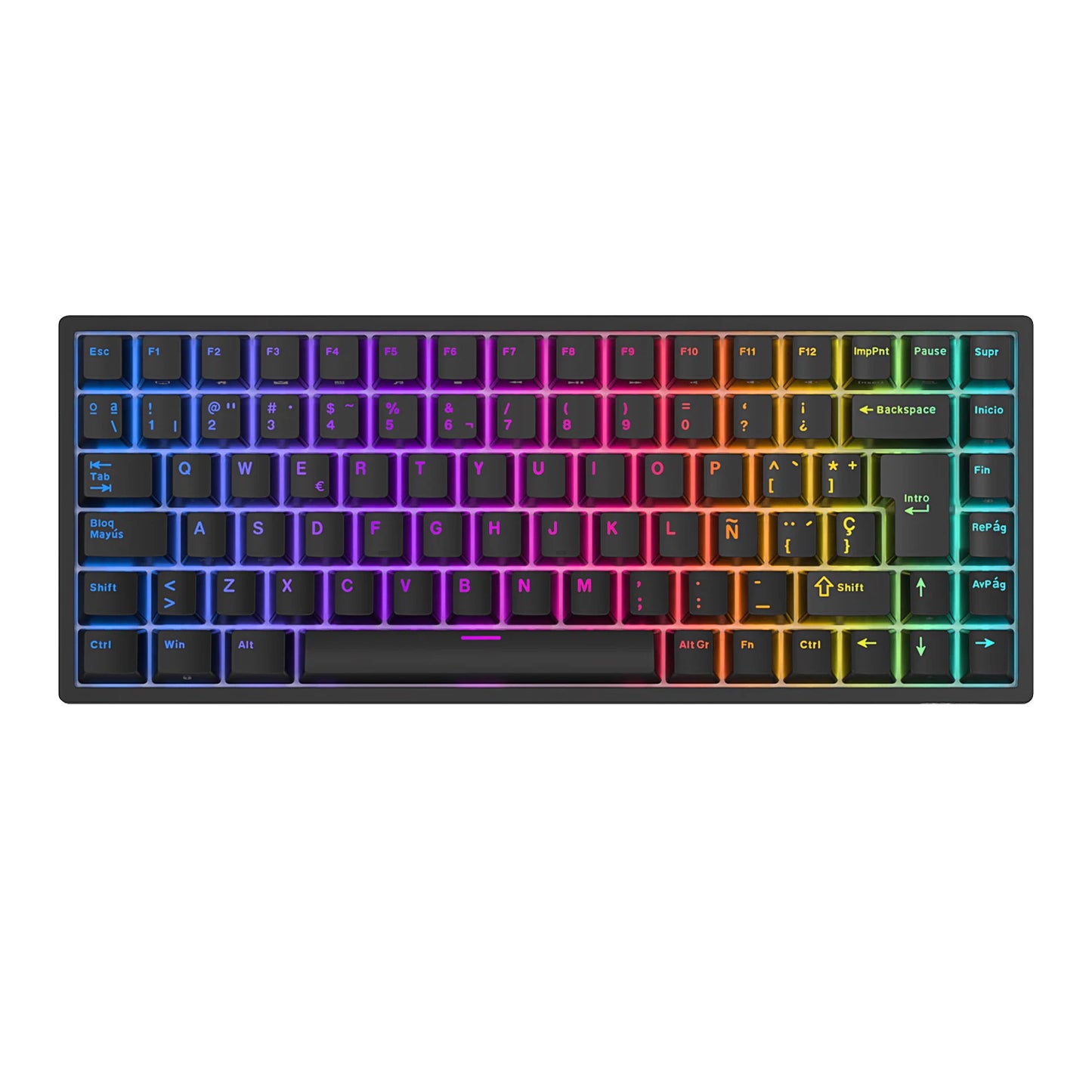 RK84 RK ROYAL KLUDGE clavier de joueur sans fil espagnol brésilien Tri-mode BT5.0/2.4G/USB-C 75% clavier mécanique Bluetooth rvb