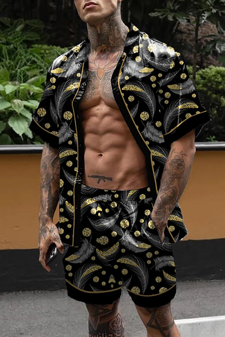 Ensemble hawaïen chaud hommes impression ensemble à manches courtes été décontracté chemise florale plage deux pièces costume bouton nouvelle mode hommes ensembles 