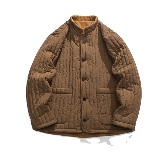 Parka vintage en coton matelassé pour hommes, veste en peluche Harajuku, vêtements des deux côtés, document solide, col montant, style chinois