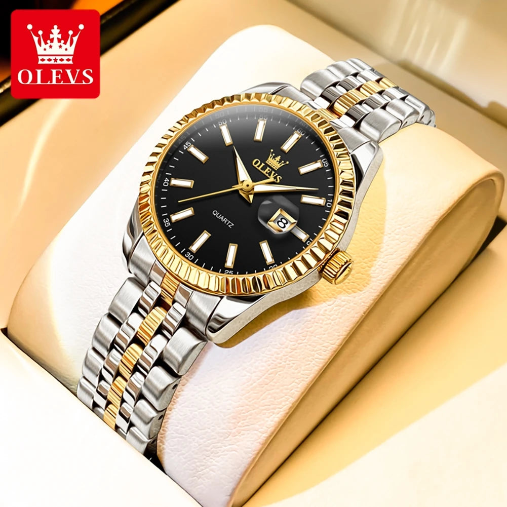 OLEVS-Montre à Quartz de Marque de Luxe pour Femme, en Acier Inoxydable, Étanche, Veilleuse, Élégante, d'Affaires, 5593