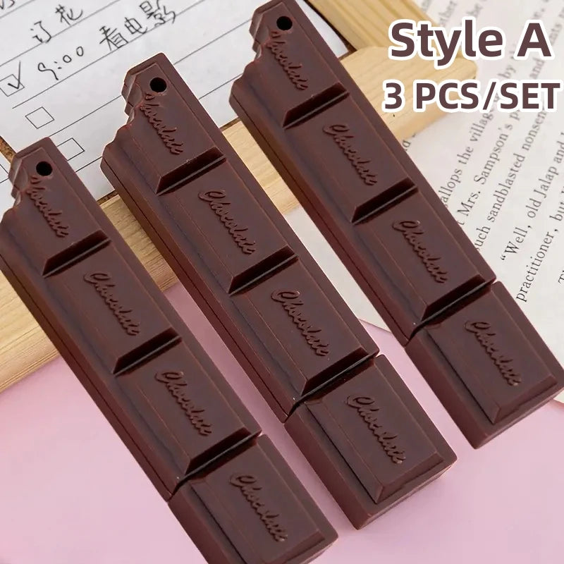 Ensemble de stylos à bille en forme de chocolat, 3 pièces 1,0mm