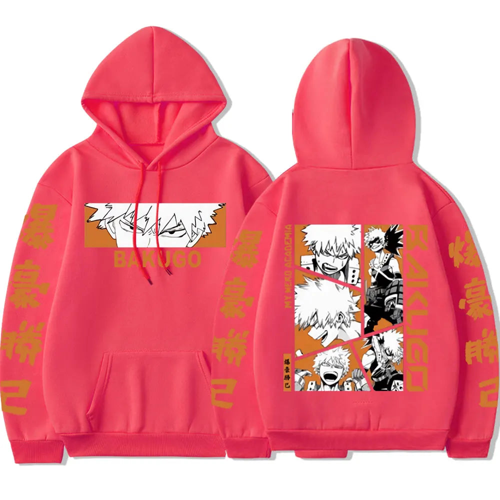 My Hero Academia Anime hommes femmes mode sweat à capuche Bakugou Katsuki pulls décontractés surdimensionné à manches longues sweat Streetwear