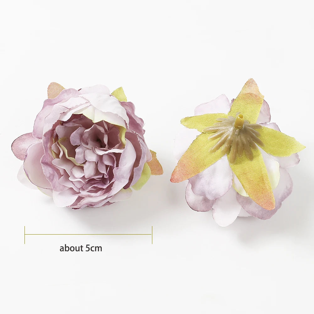 Têtes de pivoine artificielles en soie, 5 pièces, 5cm, fleurs artificielles, décoration de mariage, maison, couronne, Scrapbook, boîte-cadeau, fleur, artisanat fait à la main