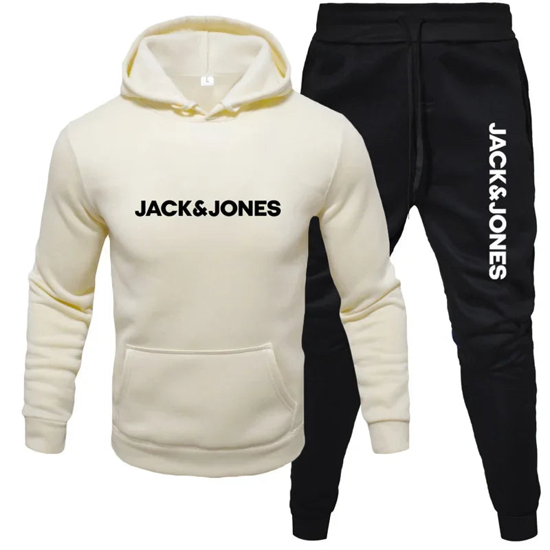 Ensemble à capuche automne/hiver 2025 pour hommes, ensemble à capuche + pantalon de survêtement en laine à la mode pour vêtements de sport, ensemble de vêtements de sport de course décontractés
