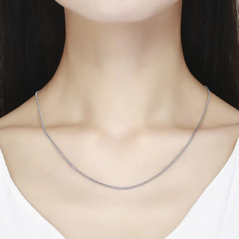 1.5mm largeur 35 cm-80 cm 925 Sterling Argent Popcorn Chaîne Colliers Femmes Bijoux Filles Collier kolye 14 "-32" Italie collares mujer