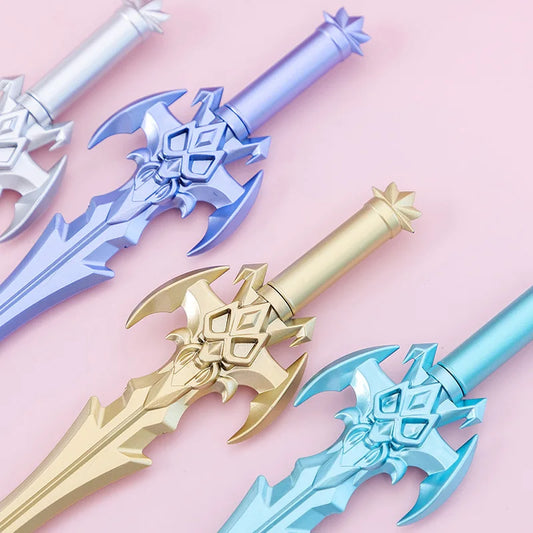 Stylo Gel bleu, bras créatifs, accessoires d'épée, papeterie scolaire d'écriture pour étudiants, fournitures de bureau, 4 pièces
