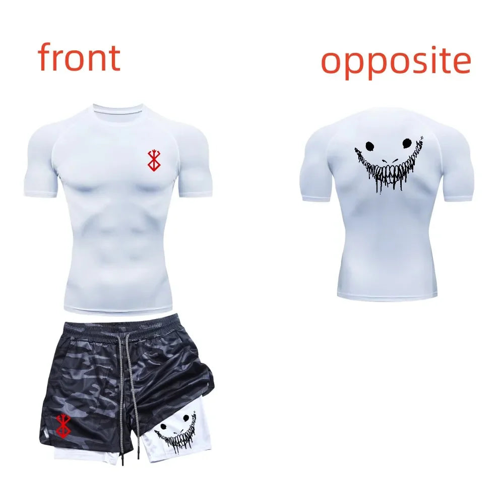 Ensemble de fitness décontracté à la mode pour hommes, vêtements de sport à séchage rapide, shorts + chemise, ensemble 2 pièces, course à pied, entraînement, été