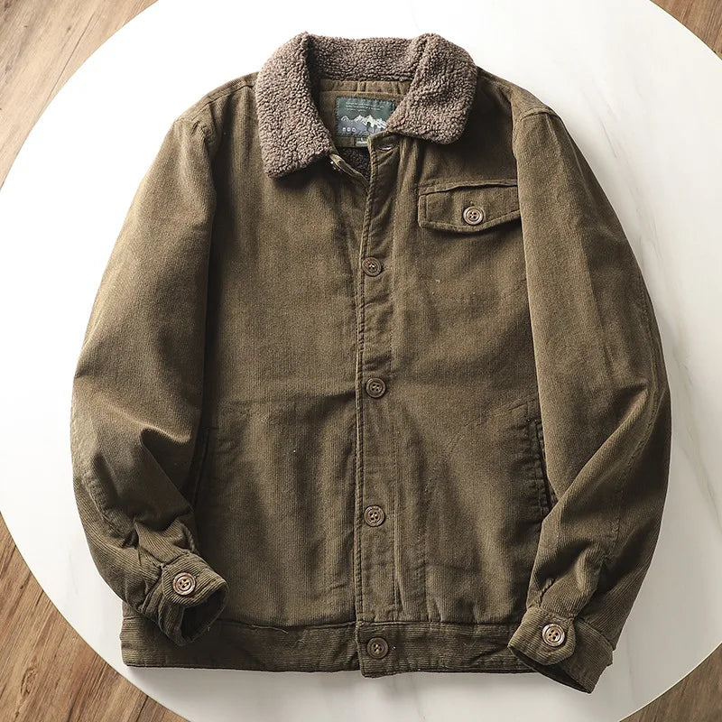 Veste Cargo de montagne vert armée automne hiver nouveau Parka laine pour hommes chaud épais Parkas hommes mode Punk col de fourrure velours côtelé