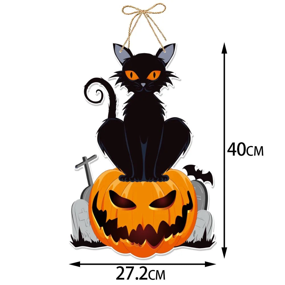 Décorations suspendues d'halloween, décoration murale de porte fantôme chauve-souris, ornements de citrouille pour fête, maison hantée, décorations de scène de Bar