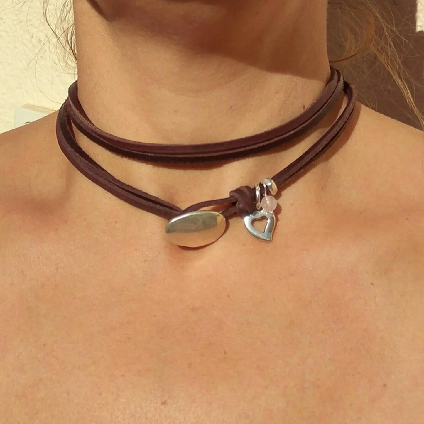 Collier de style bohème pour femme, ULen cuir, pendentif turquoise,