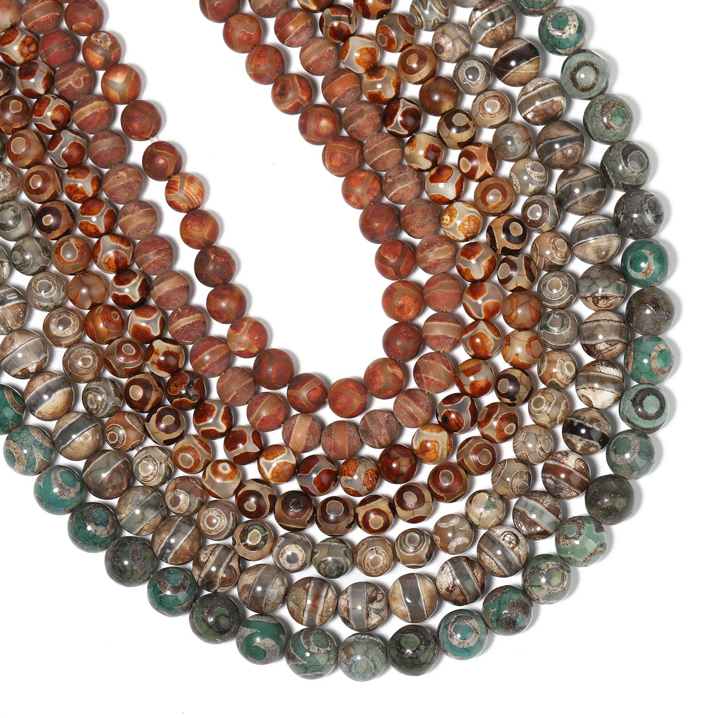 Perles rondes de football tibétaines en pierre naturelle d'agate DZI, 8mm 10mm, entretoise ample ronde pour la fabrication de bijoux, accessoires de bracelet à faire soi-même