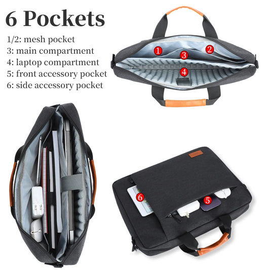 Sacoche pour ordinateur portable 15.6 16 pouces, sac à main pour hommes d'affaires, pour Macbook, Huawei, HP, Lenovo, Dell, ASUS, Xiaomi Surface