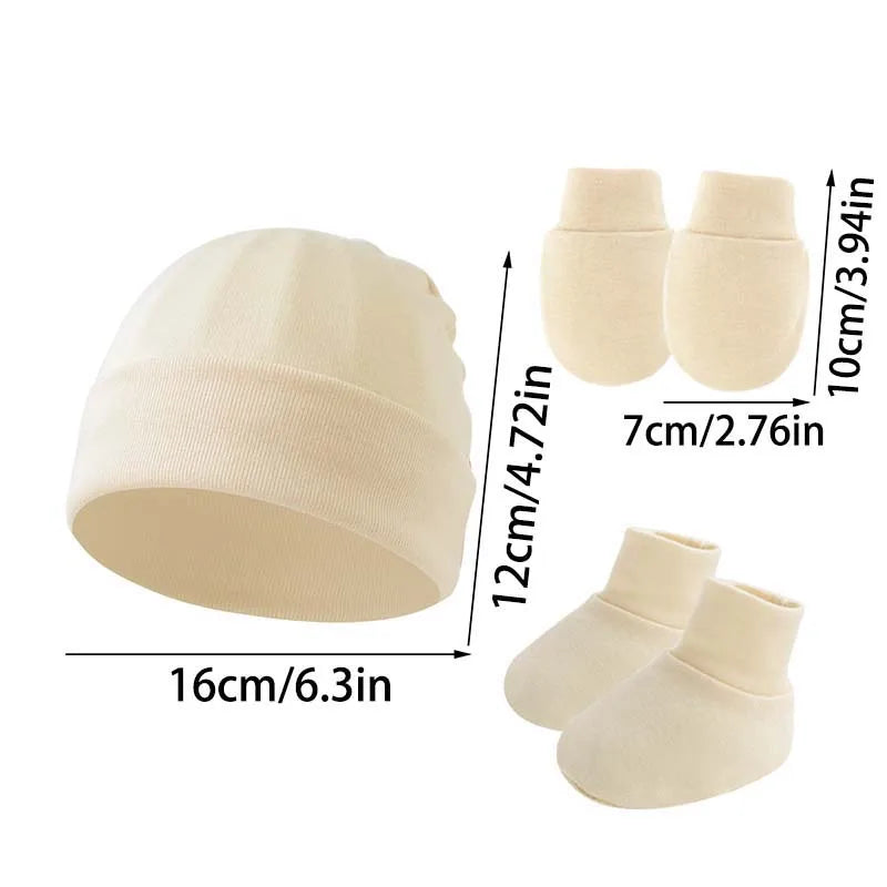 Ensemble bonnets et chaussettes en coton pour nouveau-né, bonnet coupe-vent, bonnet chaud, bonnet turban solide, bonnets désossés pour bébé, 0-6M, printemps et automne