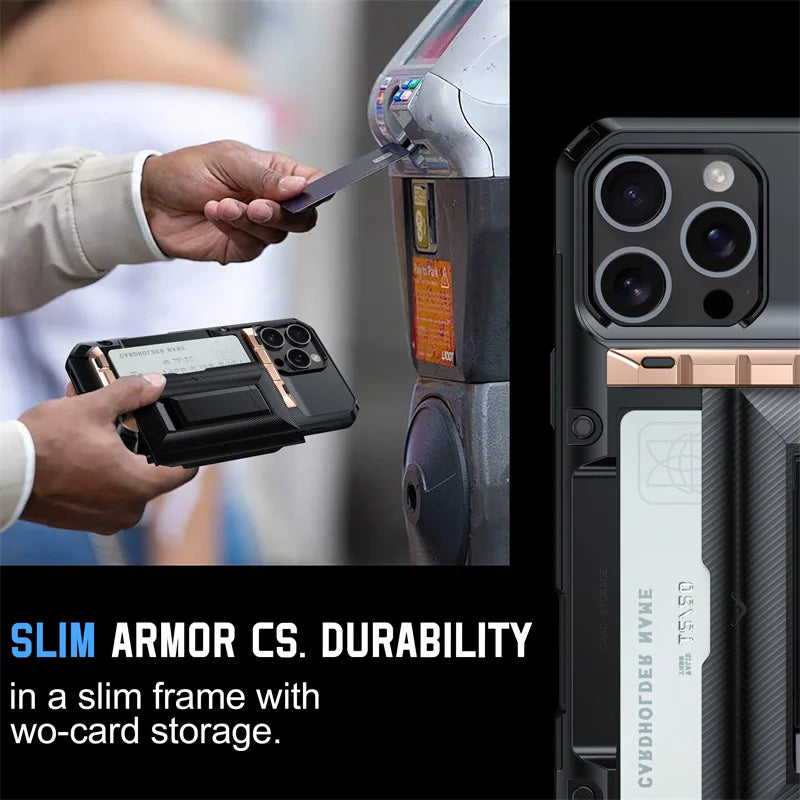 Coque de téléphone avec support de portefeuille coulissant