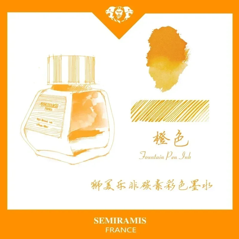 SEMIRAMIS 25 couleurs 30 ml encre stylo plume sans carbone