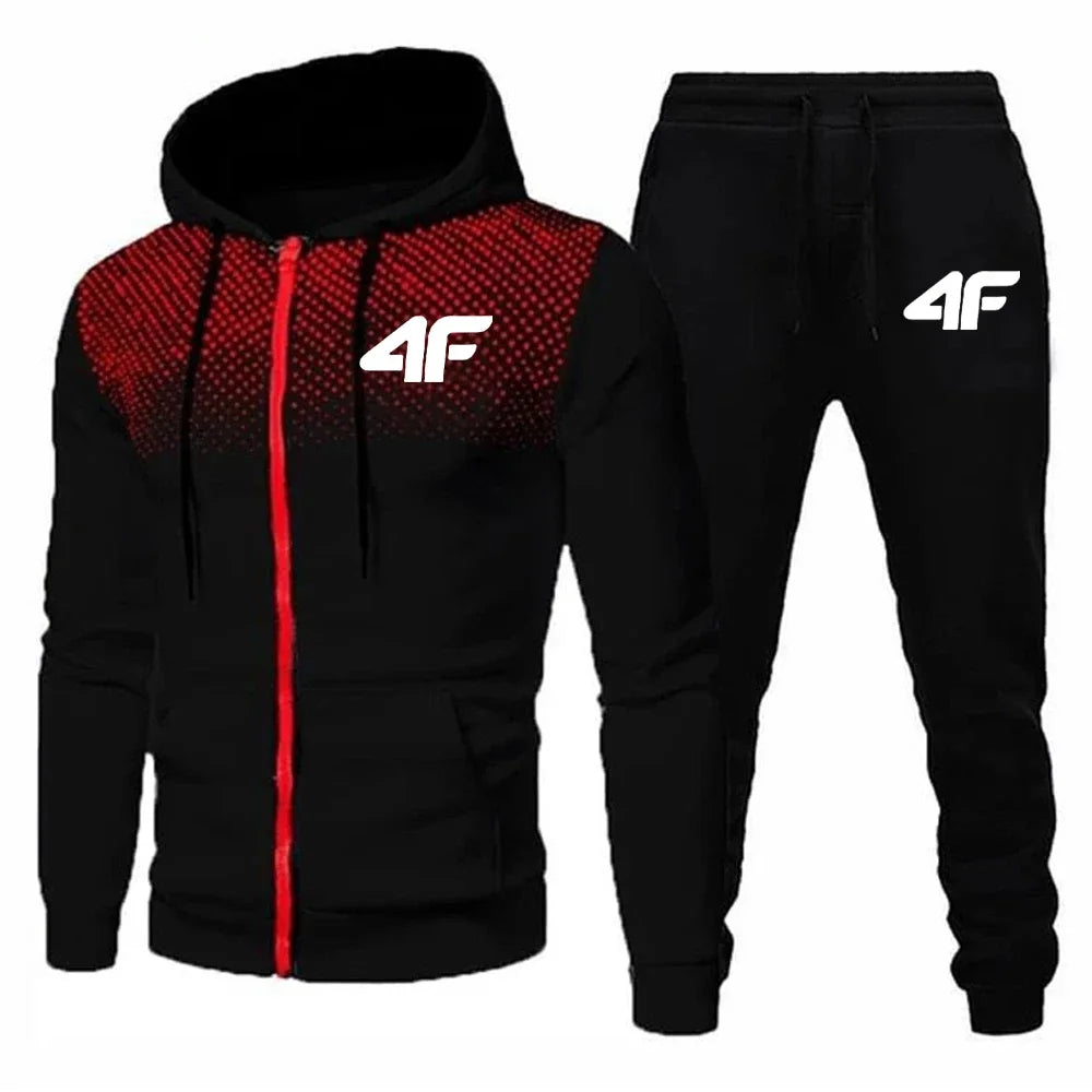 Automne hiver hommes survêtement Jogging pantalons de survêtement 2 pièces ensemble Sport veste à glissière + pantalon de course costume décontracté impression vêtements