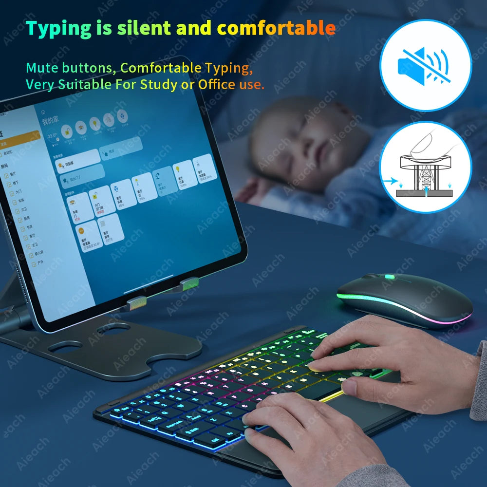 Clavier Android pour tablette rétroéclairée Rechargeable