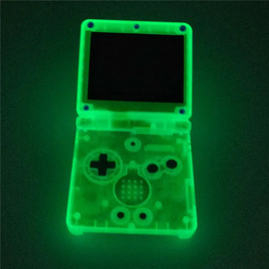 Boîtier de coque jaune clair qui brille dans la nuit, remplacement de lentille en verre pour Game Boy Advance SP GBA SP