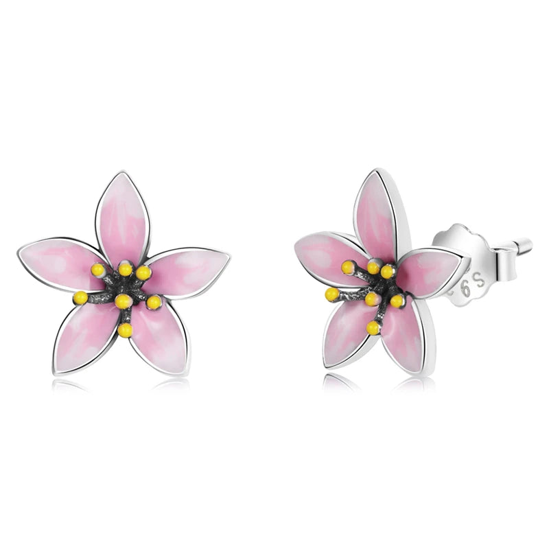 WOSTU boucles d'oreilles cœur fleur 100% argent Sterling 925 perle petites boucles d'oreilles pour femmes mariage fiançailles bijoux cadeaux