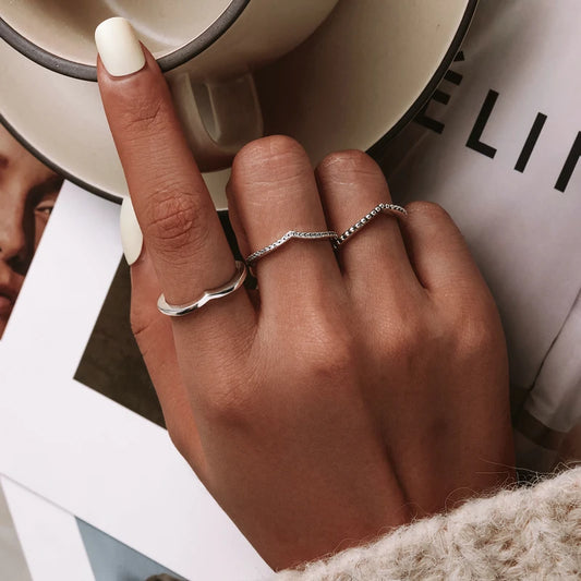 WOSTU-Bague empilable en argent regardé 100% pour femme, bijoux à la mode, cadeau original, souhait scintillant, chaud, 925, XCH7649